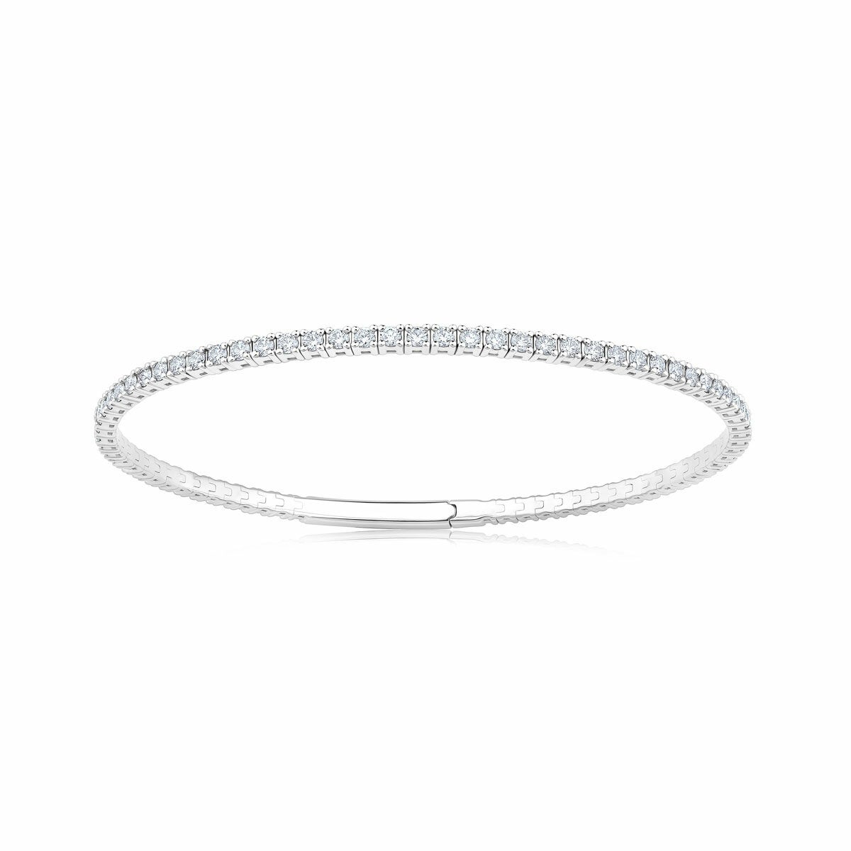 1.50ctw Round Brilliant Cut Diamond Flexi Bangle, 14ct White Gold 1.50ctw Round Brilliant Cut Diamond Flexi Bangle, 14ct White Gold