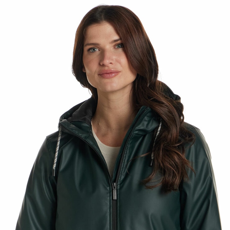 Weatherproof Ladies Long Slicker Jacket in Green, Large