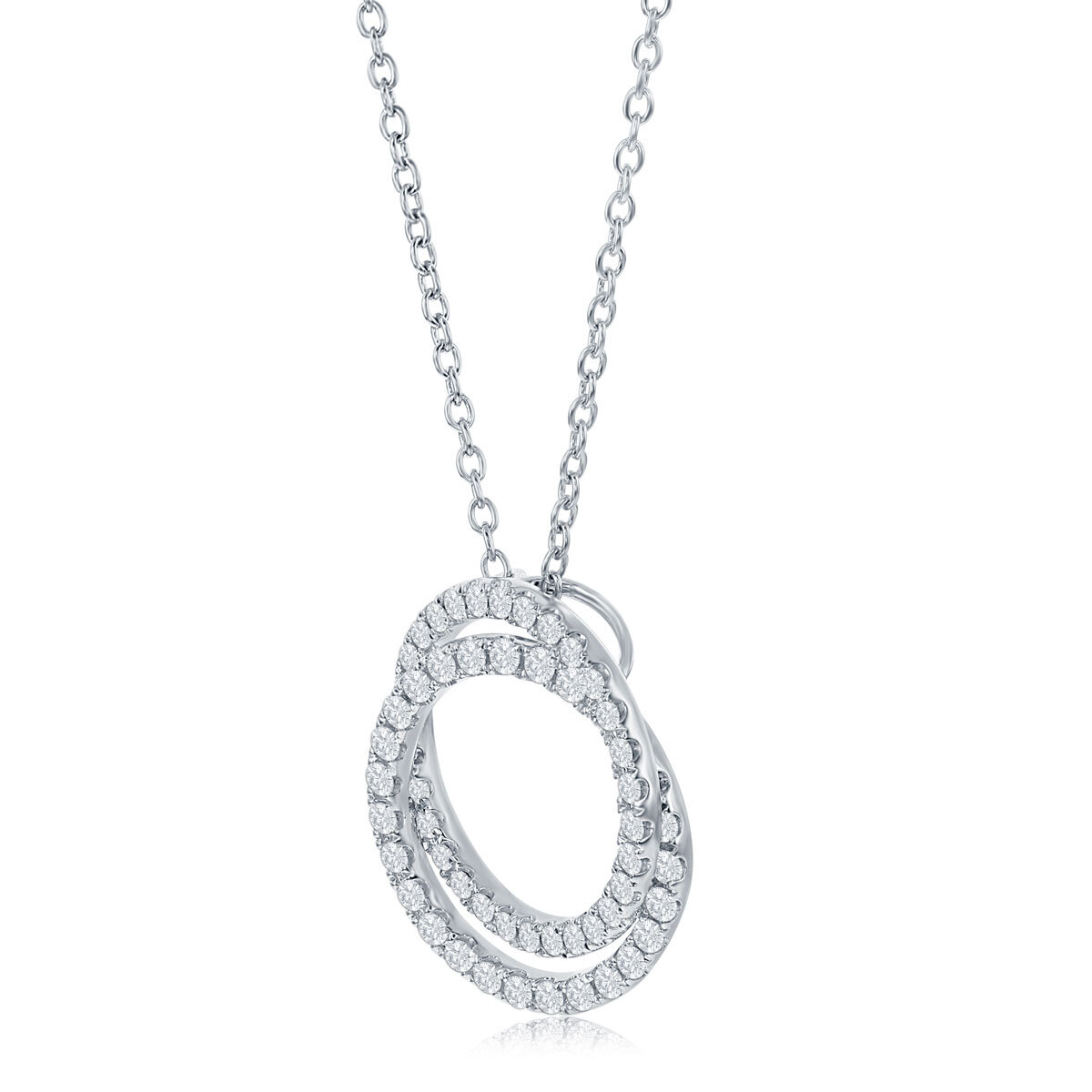 0.90ctw Circle Diamond Pendant, 14k White Gold