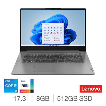 Lenovo IdeaPad 3, Intel Core i5, 8GB RAM, 512GB SSD, 17.3 Inch Laptop, 82H900W9UK