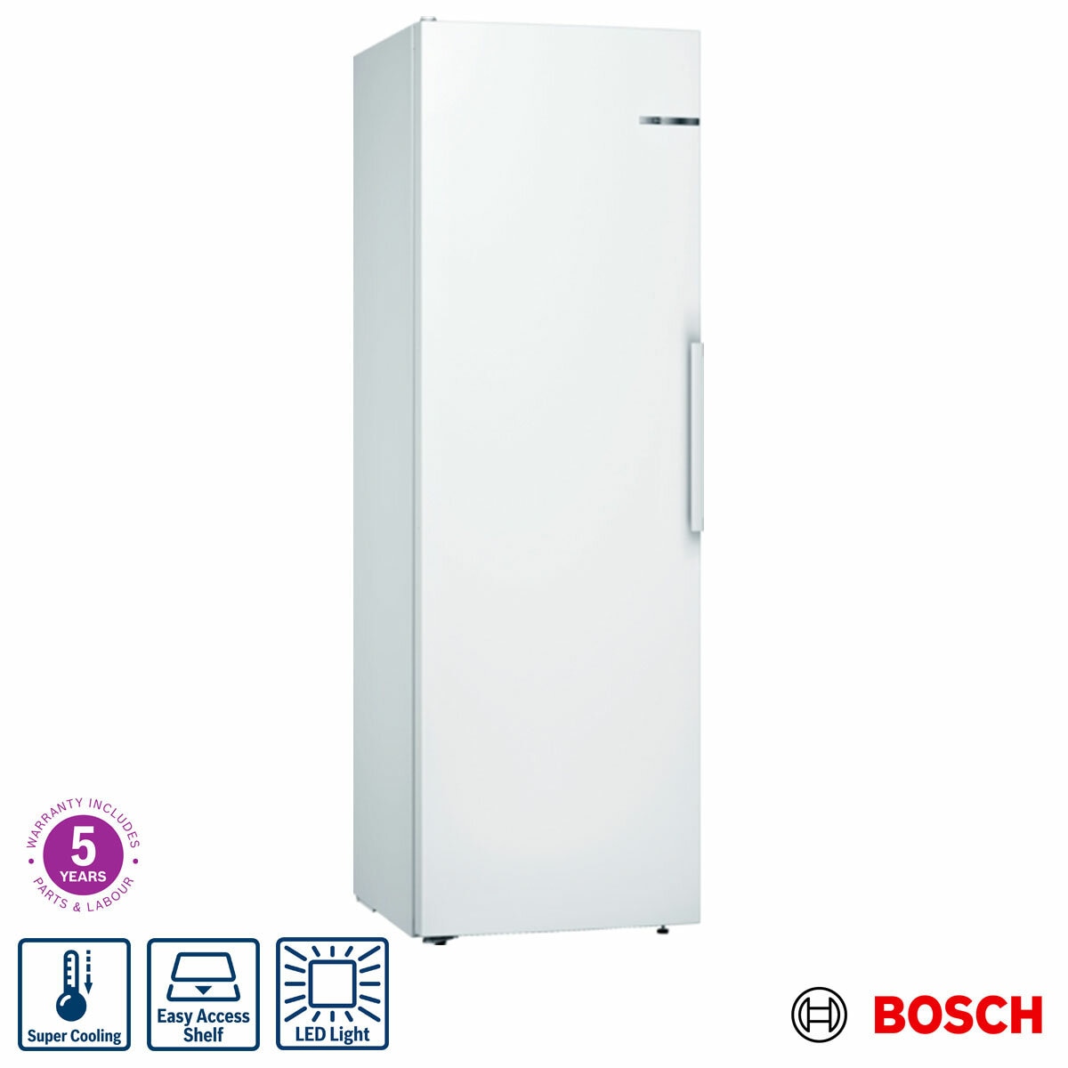 Bosch Series 4 KSV36VWEPG Upright Fridge, E Rated in White Bosch Series 4 KSV36VWEPG Upright Fridge, E Rated in White