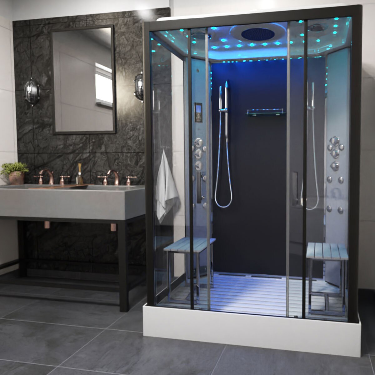 Insignia Platinum 1400 x 900mm Rectangular Steam Shower in 2 Colours