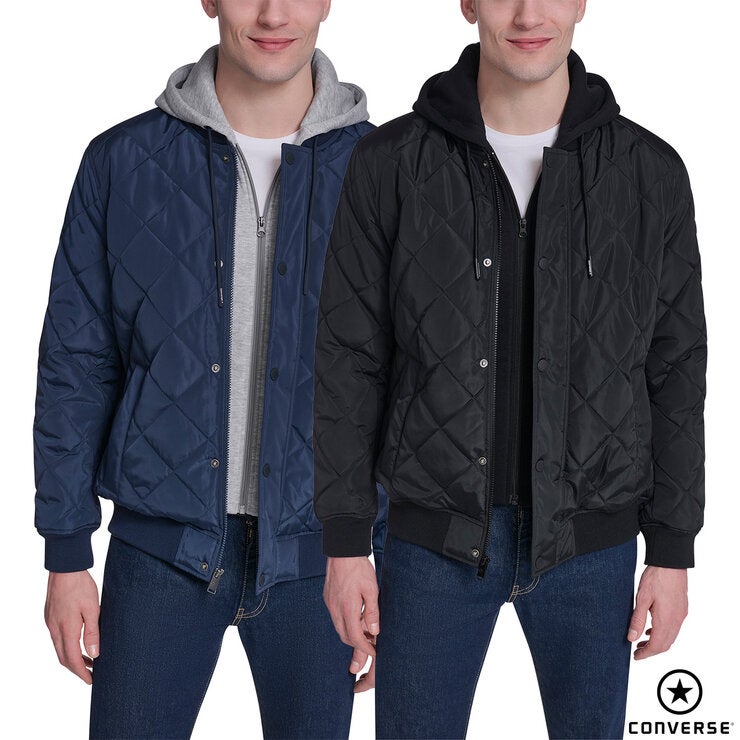 Converse Men's Hooded Bomber Jacket Converse Men's Hooded Bomber Jacket