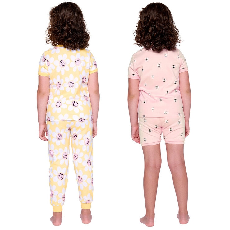 Pekkle Summer Pyjama 4 Piece Set in Daisy & Bees, 3 Years