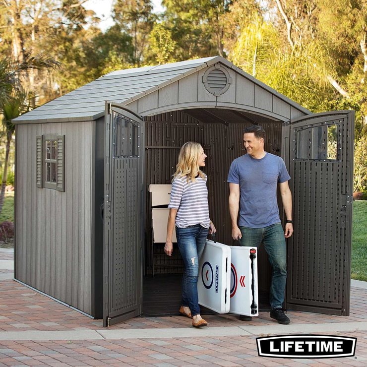 Lifetime 8ft x 10ft (2.4 x 3.0m) Simulated Wood Look Storage Shed with