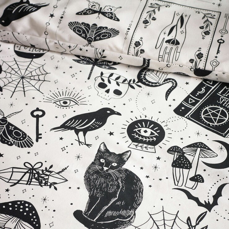 Catherine Lansfield Black Enchanted Witchcraft Single Duvet Cover Set