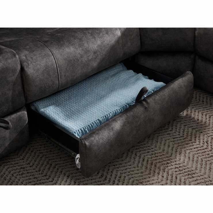 Corner Fabric Grey Underseat Drawer Corner Fabric Grey Underseat Drawer