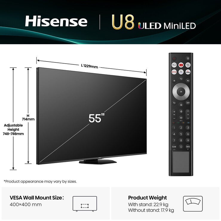 Buy Hisense 55U8QTUK 55 Inch Mini LED 4K UHD Smart TV at Costco.co.uk Buy Hisense 55U8QTUK 55 Inch Mini LED 4K UHD Smart TV at Costco.co.uk