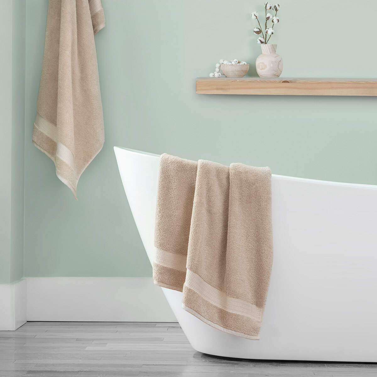 Grandeur 100% Cotton Tan Bath Towel, 2 Pack
