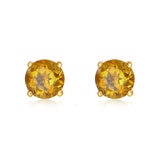 Round Cut Citrine Stud Earrings, 14ct Yellow Gold