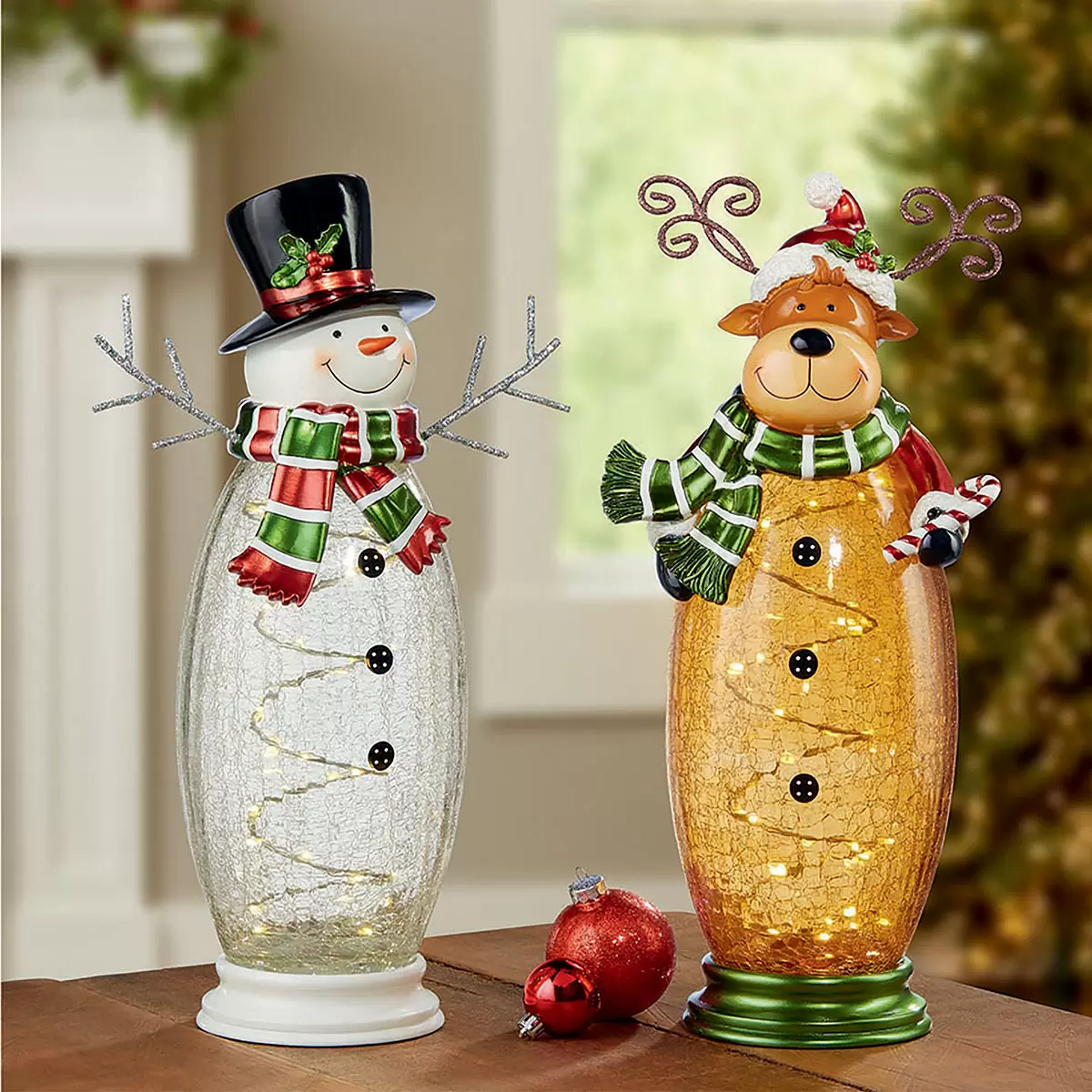 Buy Crackle Glass Snowman & Moose Lifestyle Image at Costco.co.uk