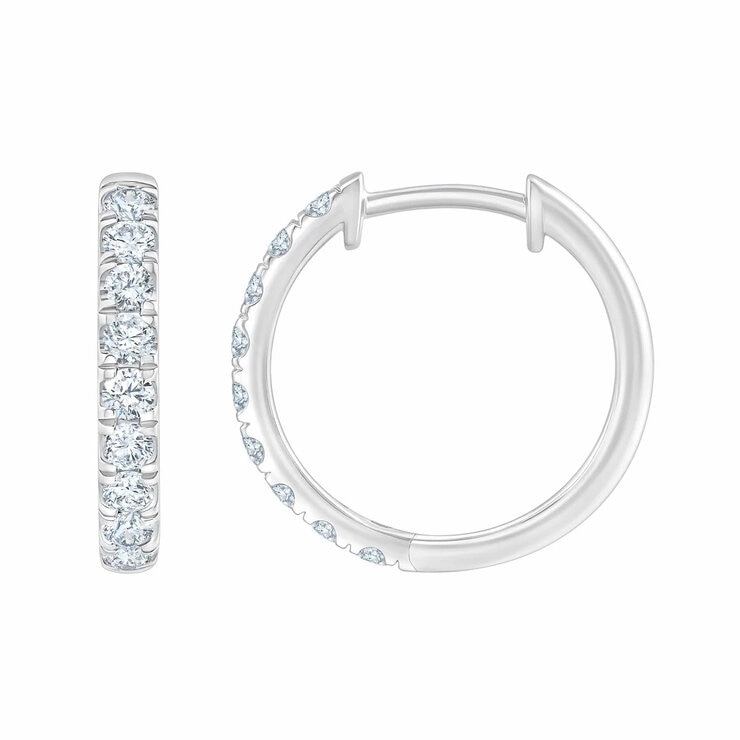 0.50ctw Round Brilliant Cut Diamond Hoop Earrings, 14ct White Gold