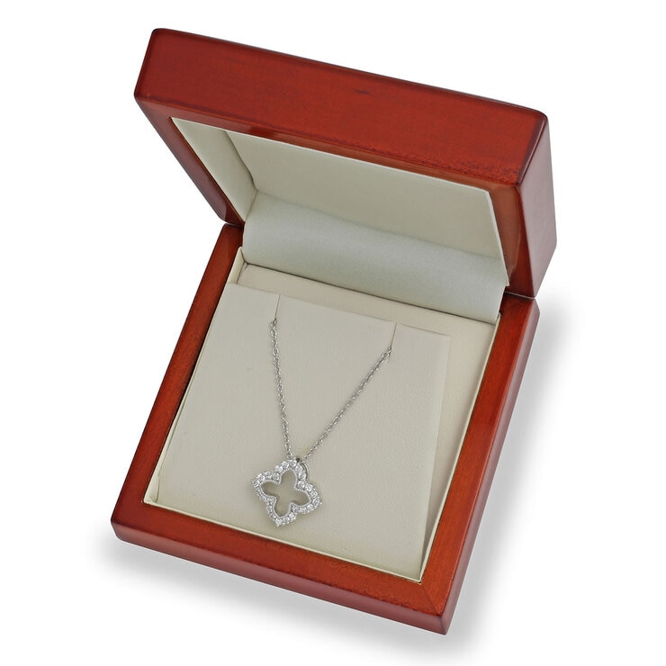 0.38ctw Round Brilliant Cut Diamond Quatrefoil Pendant, 18ct White Gold