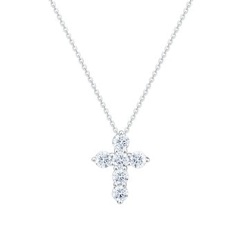 0.50ctw Round Brilliant Cut Diamond Cross Pendant, 14ct White Gold