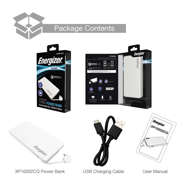 Energizer XP10002CQ_WE, 10000mAh Power Bank in White Costco UK