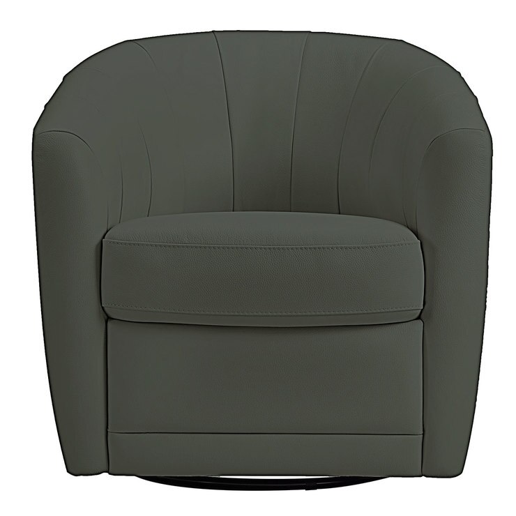 Natuzzi Grey Leather Swivel Accent Chair Costco UK