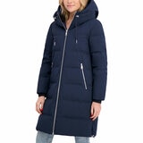 DKNY Ladies Long Down Coat with Hood in Navy