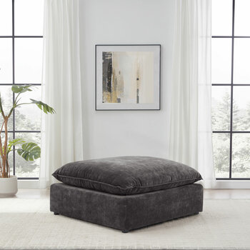 Aiden & Ivy Sereen Dark Grey Fabric Ottoman