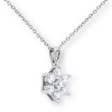 1.00ctw Round Brilliant Cut Diamond Daisy Pendant, 18ct White Gold