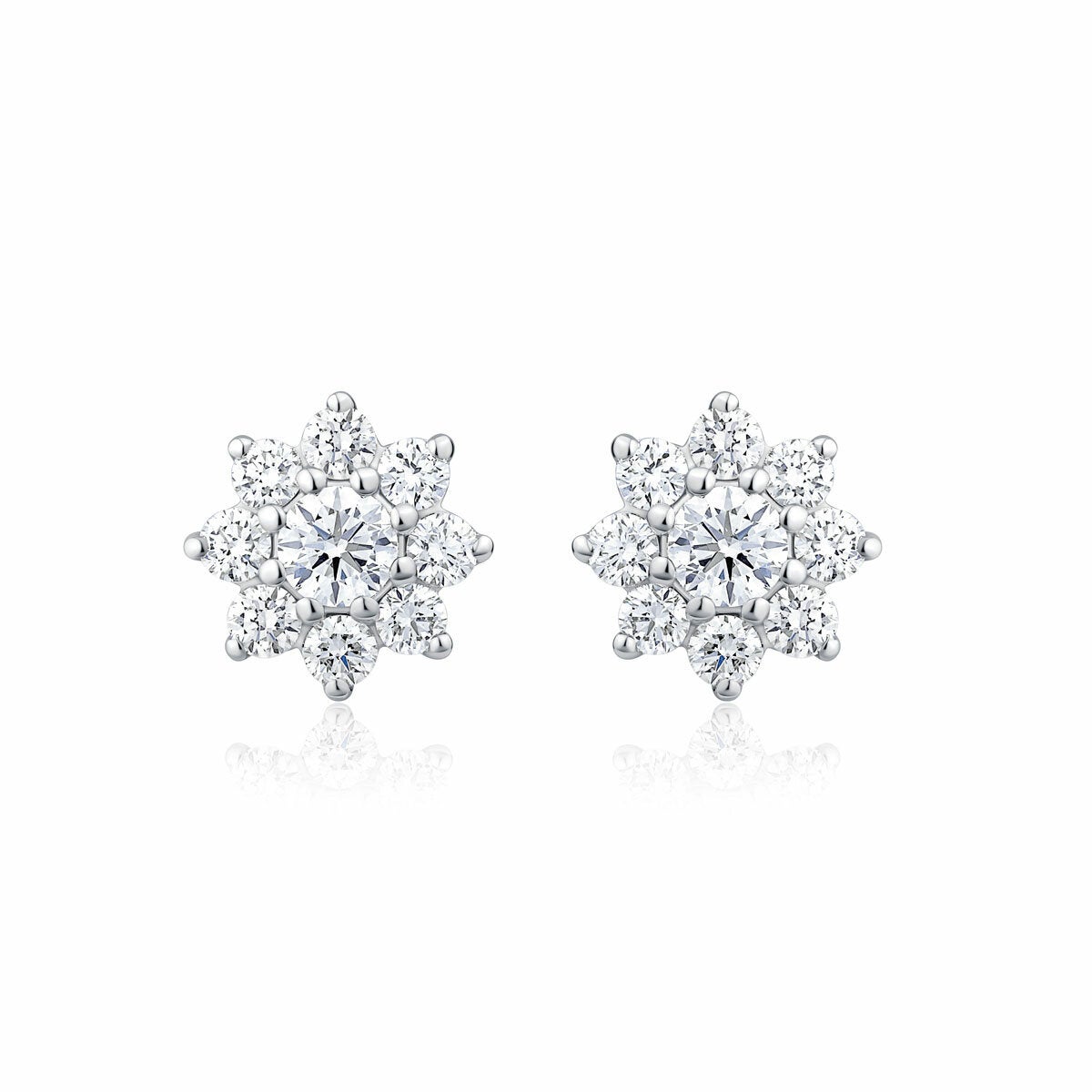 0.50ctw Round Brilliant Cut Diamond Sunburst Earrings, 14ct White Gold 0.50ctw Round Brilliant Cut Diamond Sunburst Earrings, 14ct White Gold