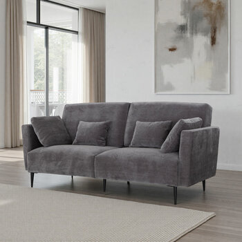 MOONAP Monroe Dark Grey Fabric 3 Seater Sofa