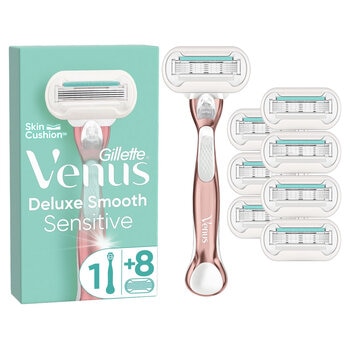 Venus Deluxe Smooth Sensitive Razor, Metal Handle & 8 Blades