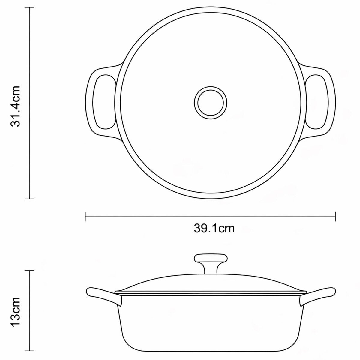 Tramontina Enamel Cast Iron Shallow Casserole Dish, 30cm / 3.8L in Red