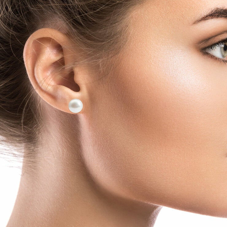 8.5-9mm Akoya White Pearl Earrings, 14ct White Gold 8.5-9mm Akoya White Pearl Earrings, 14ct White Gold