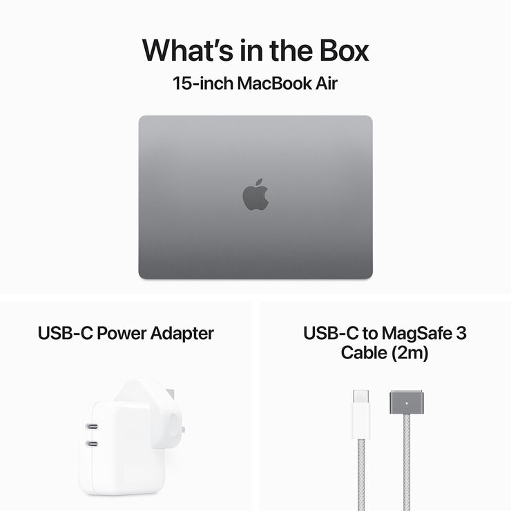 Apple MacBook Air 2024, Apple M3 Chip, 8GB RAM, 512GB SSD, 15.3 Inch in Space Grey, MRYN3B/A Apple MacBook Air 2024, Apple M3 Chip, 8GB RAM, 512GB SSD, 15.3 Inch in Space Grey, MRYN3B/A
