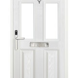 Cut out image of door with handle fitted on white background