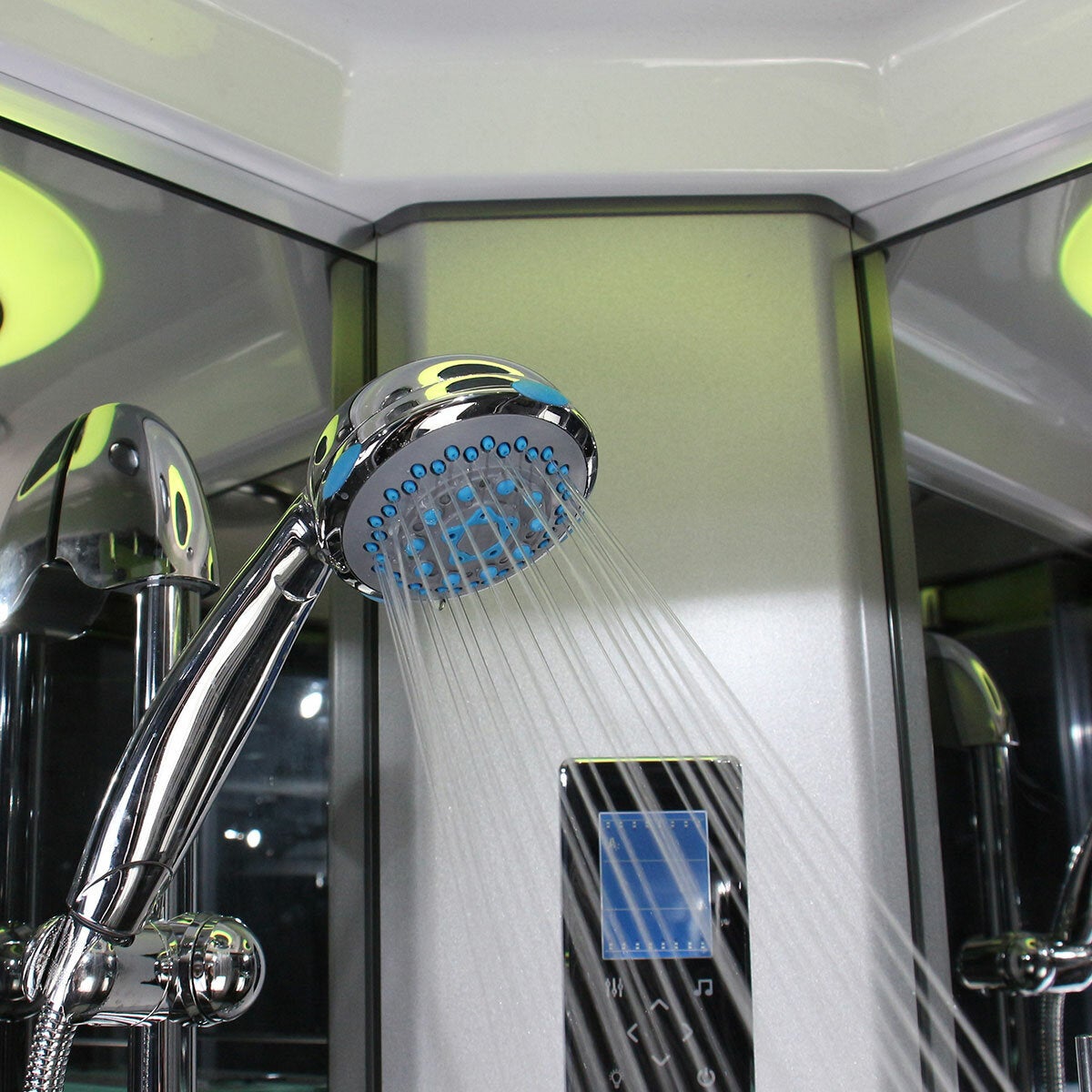 Insignia Diamond 1100mm Offset Quadrant Steam Shower with Chrome Frame