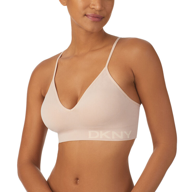 DKNY Seamless Bralette 2 Pack in Black & Sand
