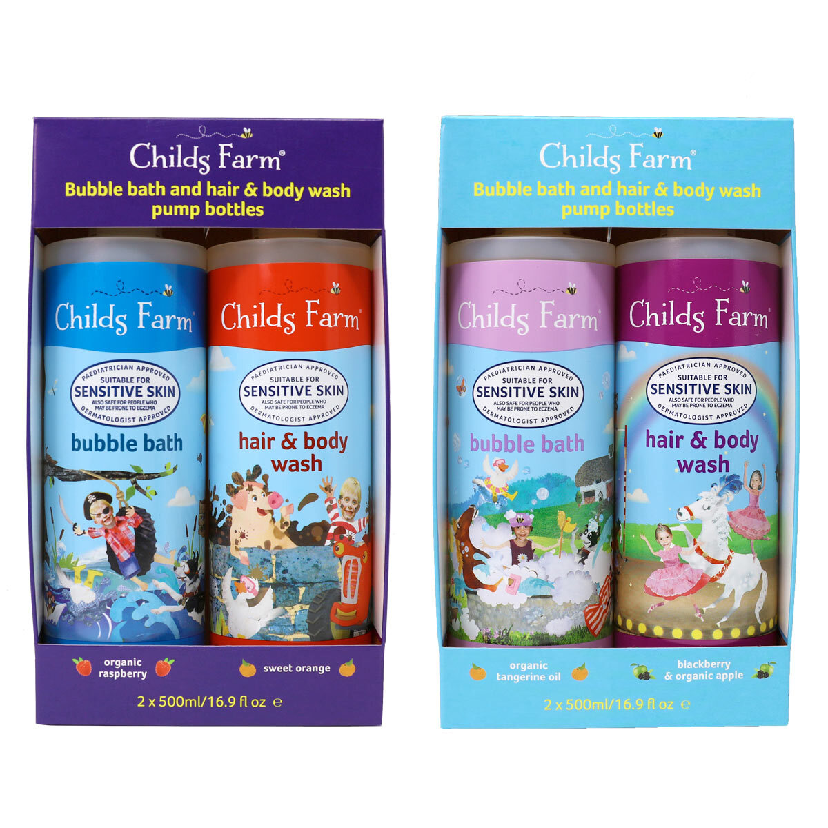 Childs Farm Bubble Bath and Hair & Body Wash in 2 Varieties, 2 x 500ml