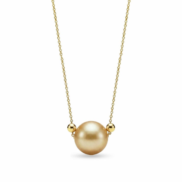 10.5-11mm Golden Southsea Pearl Necklace, 14ct Yellow Gold 10.5-11mm Golden Southsea Pearl Necklace, 14ct Yellow Gold