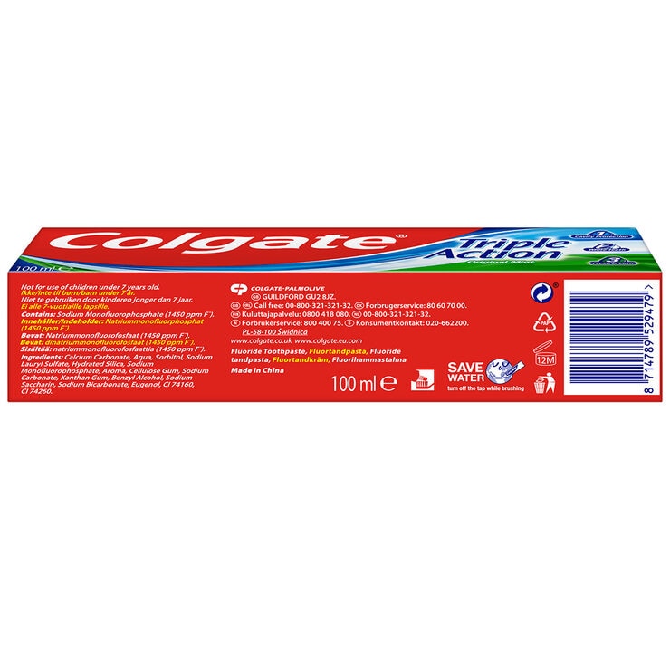 Colgate Triple Action Toothpaste, 12 x 100ml Costco UK