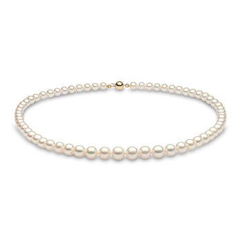 9-5mm Cultured Freshwater White Graduated Pearl Necklace, 18ct Yellow Gold