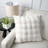 House & Home Faux Fur Bubble Cushion in White, 50 x 50 cm