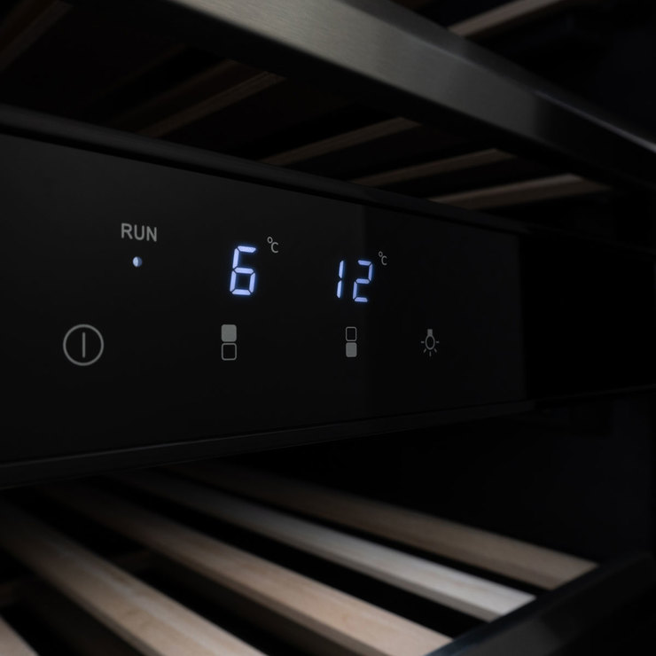 Danby DWC114KD1BSS, 38 Bottle Freestanding, Dual Zone Wine Cooler in