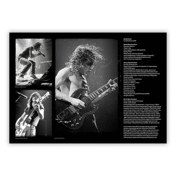 AD/DC Stamps & Medal Cover Back in Black from Royal Mail