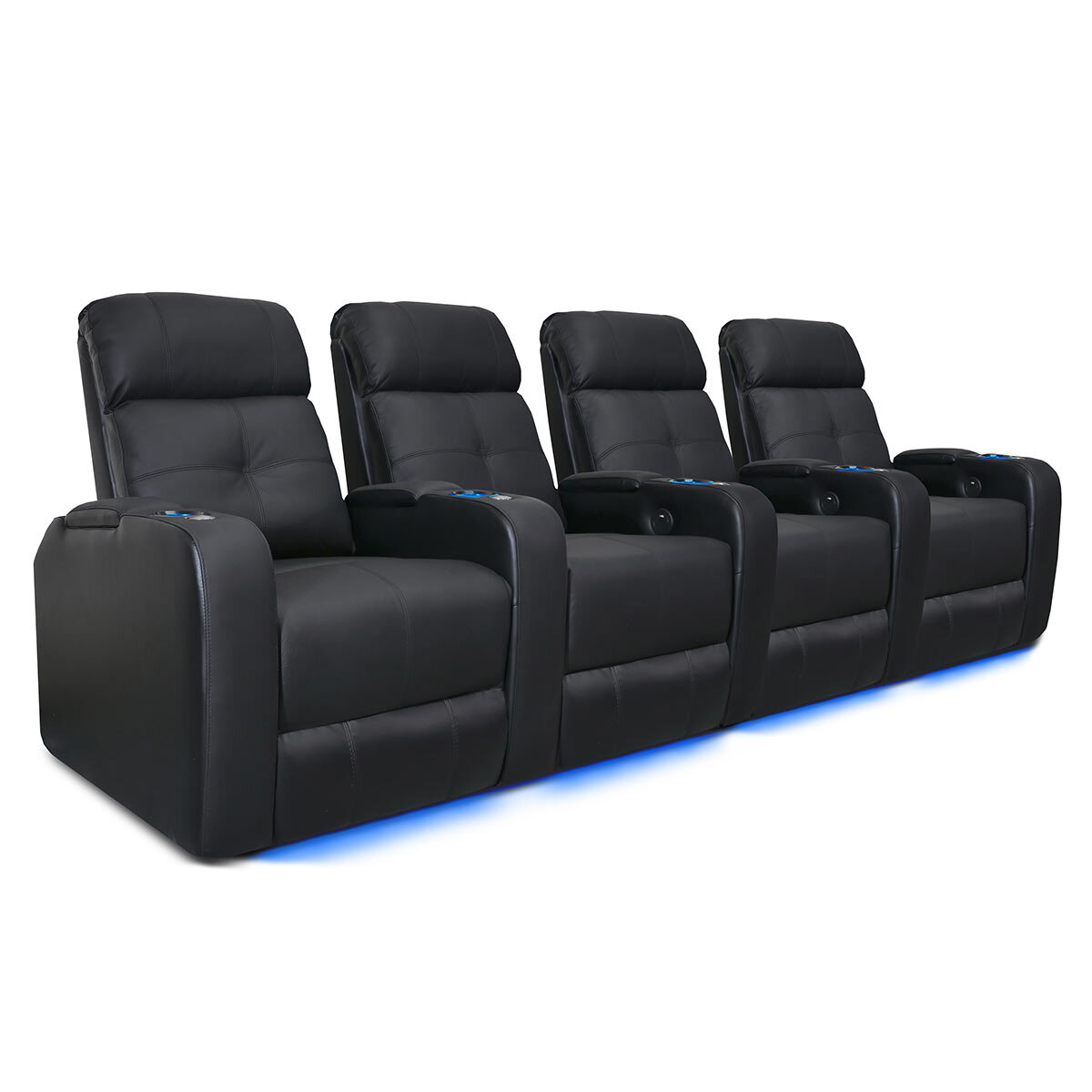 Valencia Home Theatre Seating Verona Row of 4 Chairs, Black