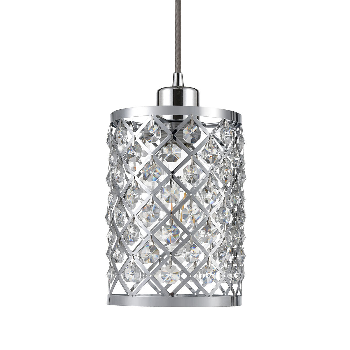 Close up Image of Gisele Crystal 3 Arm Floor Lamp Shade, Light off