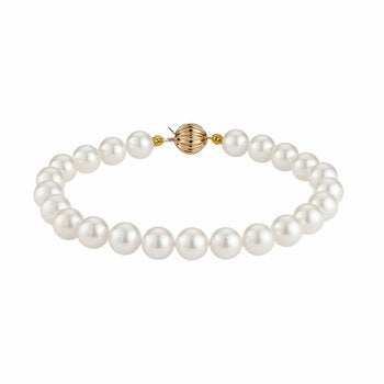 7-7.5mm Akoya Pearl Bracelet, 14ct Yellow Gold