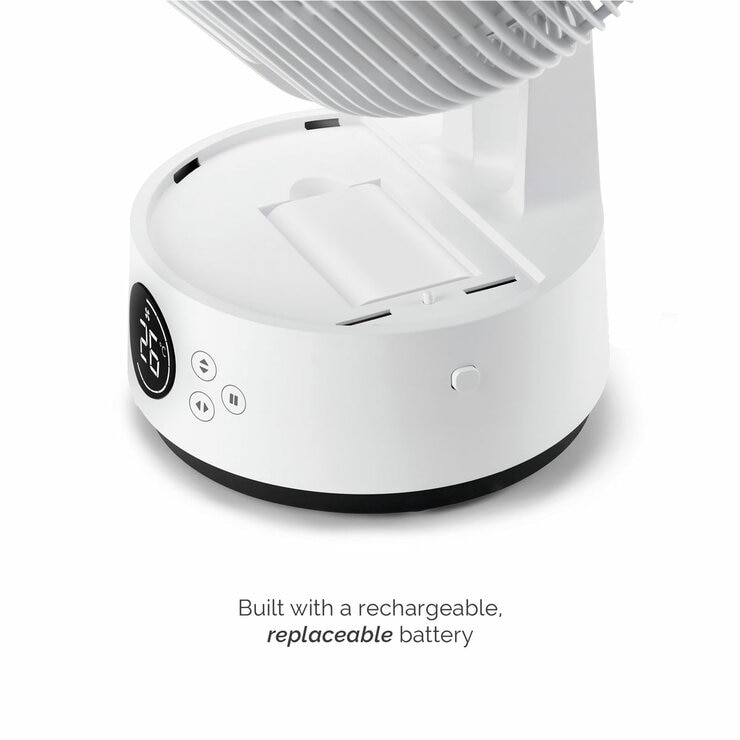 Descriptive Image of Meaco Sefte Fan with battery replacement