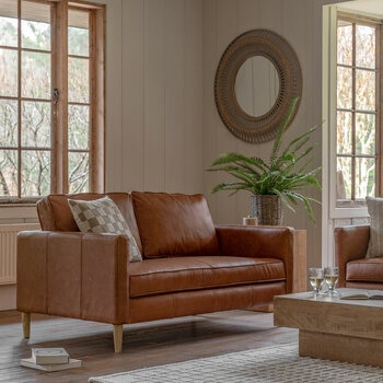 Gallery Osborne Brown Leather 2 Seater Sofa