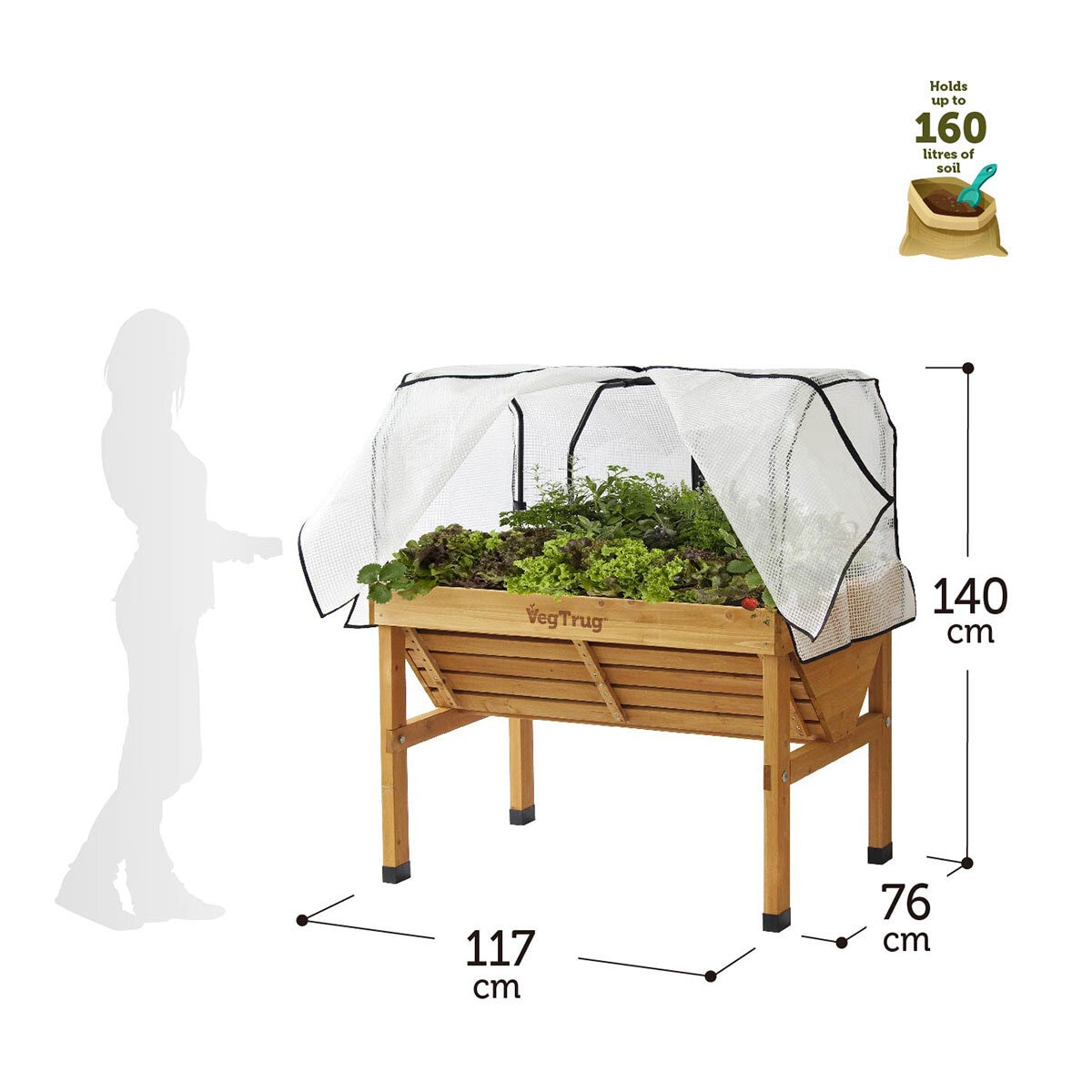 VegTrug Planter 1.2m + Greenhouse Frame & Cover 