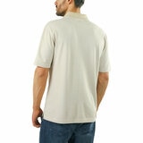 Jachs Mens Lightweight Knit Oxford Polo Shirt in Khaki