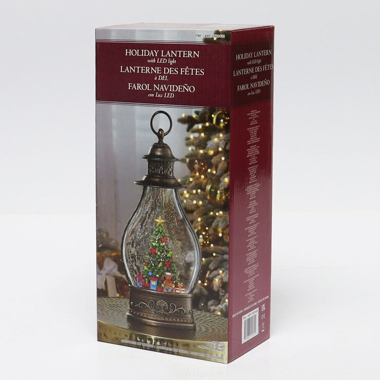 Holiday Scene Lantern in christmas tree in packaging