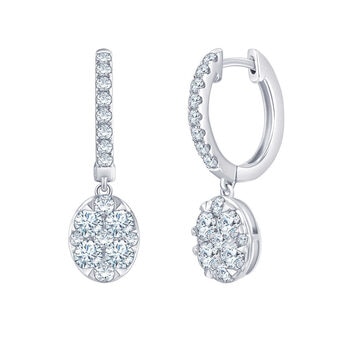 1.00ctw Round Brilliant Cut Diamond Earrings, 14ct White Gold