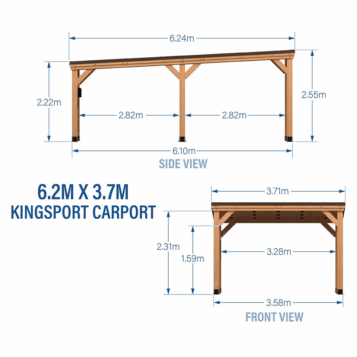 Backyard Discovery Kingsport 20ft x 12ft Wooden Carport