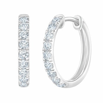 0.50ctw Round Brilliant Cut Diamond Hoop Earrings, 14ct White Gold